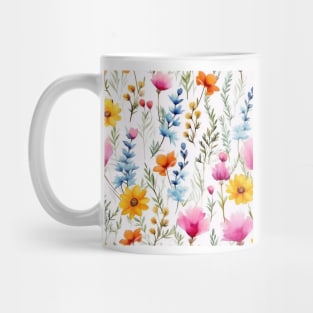 Watercolor Assorted Wildflowers Pattern 5 Mug